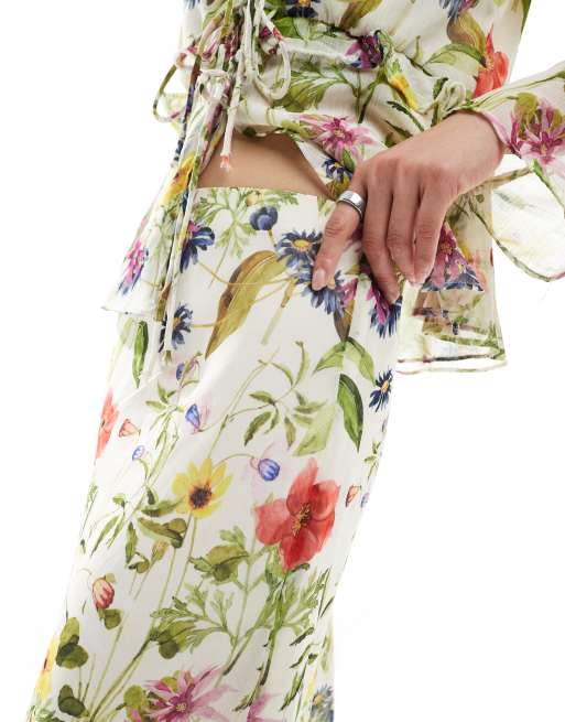 Falda larga blanca con estampado floral Hallie de French Connection (parte de un conjunto), 3 de 5