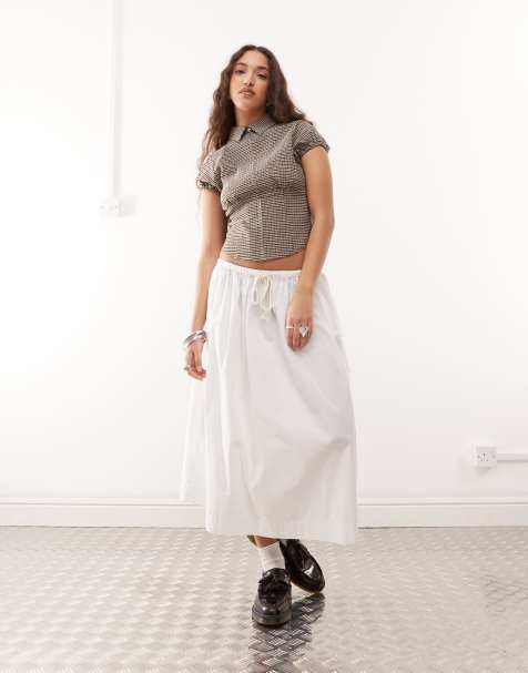 Falda larga blanca de talle bajo con lazada de COLLUSION - view 1