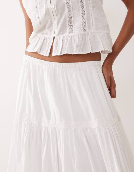 Falda larga blanca escalonada de estilo boho de Abercrombie & Fitch , 3 de 5