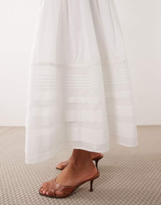 Falda larga blanca escalonada de estilo boho de Abercrombie & Fitch , 4 de 5