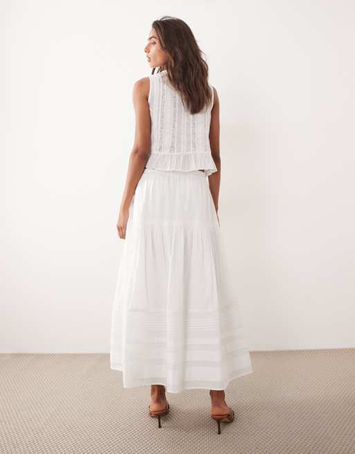Falda larga blanca escalonada de estilo boho de Abercrombie & Fitch , 5 de 5