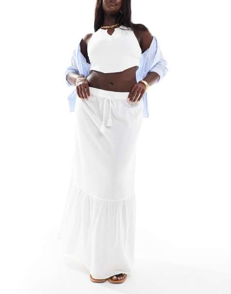 Falda larga blanca estilo boho de Vero Moda Curve - view 1