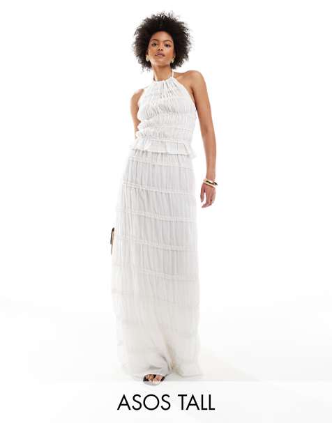 Falda larga blanca transparente con detalles escalonados de ASOS DESIGN Tall (parte de un conjunto) - view 1