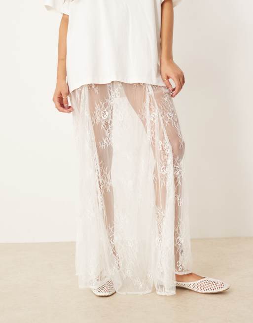 Falda larga blanco marfil con diseño de godets de ASOS DESIGN