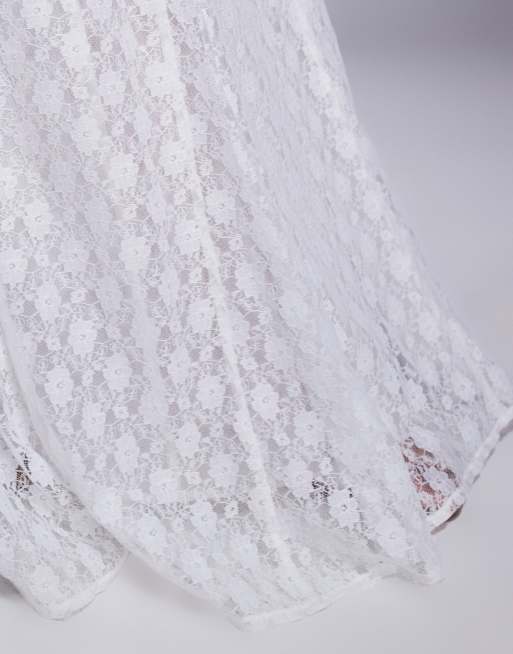 Falda larga blanco marfil de corte amplio con godets de encaje de ASOS DESIGN, 4 de 5