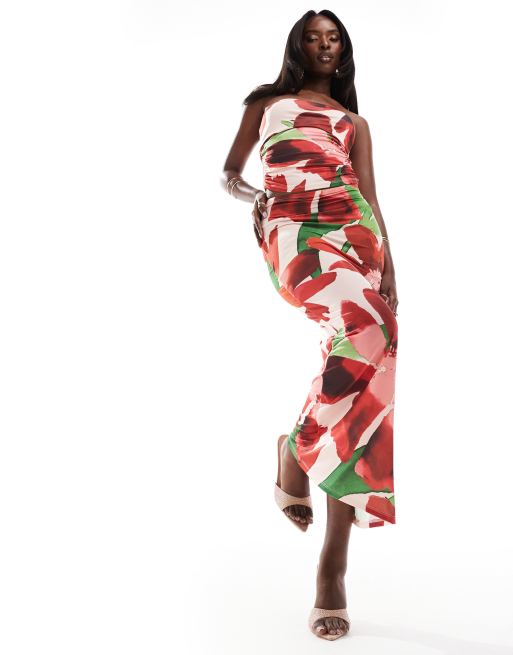 Falda larga ceñida con estampado floral extragrande de ASOS DESIGN (parte de un conjunto)