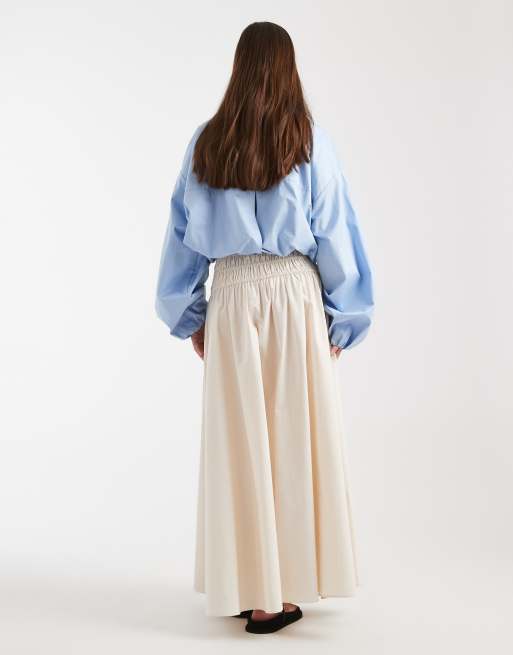 Falda larga color piedra con cintura fruncida de ASOS DESIGN, 5 de 5