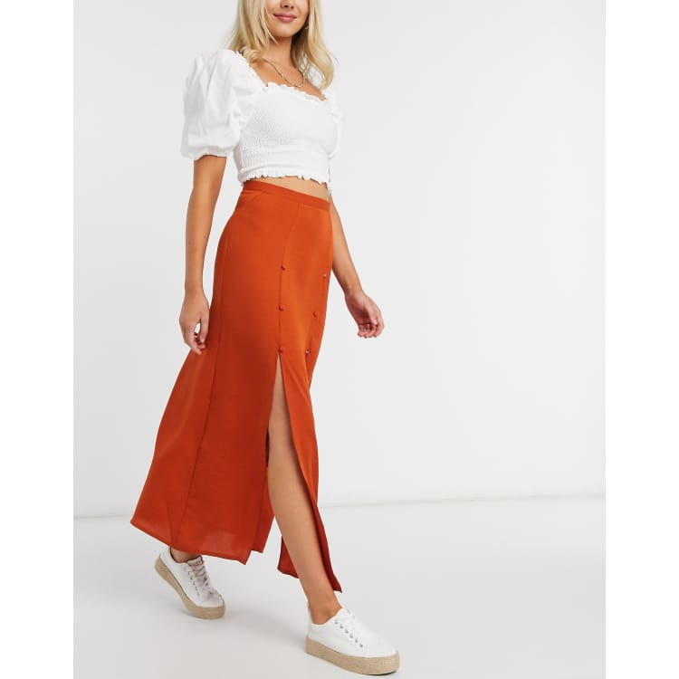 Falda con abertura doble en color teja ASOS DESIGN | ASOS