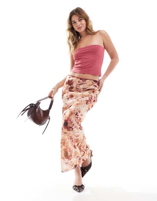 Falda larga con estampado animal y diseño de dos capas de chifón de Miss Selfridge