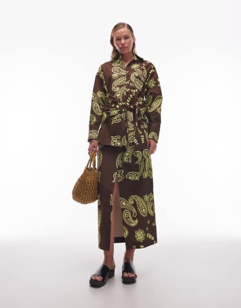 Falda larga con estampado de cachemir y detalle cruzado en la parte delantera de ASOS DESIGN - view 1