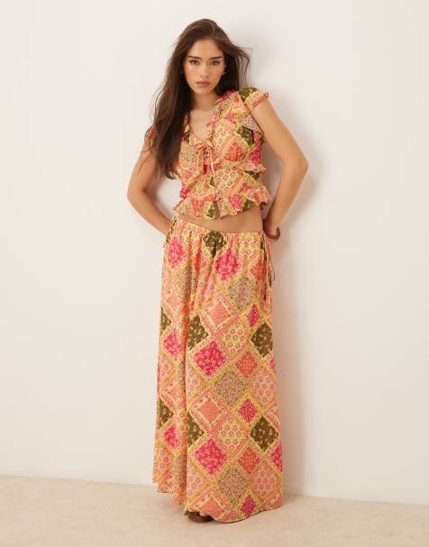 Falda larga con estampado de mosaicos Marigold de Nobody's Child (parte de un conjunto) - view 1