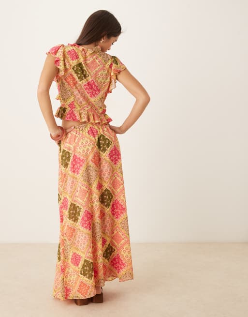 Falda larga con estampado de mosaicos Marigold de Nobody's Child (parte de un conjunto), 3 de 5