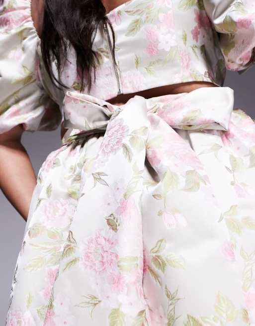 Falda larga con estampado de tulipanes y lazada en la espalda de jacquard de ASOS LUXE Curve (parte de un conjunto), 3 de 5