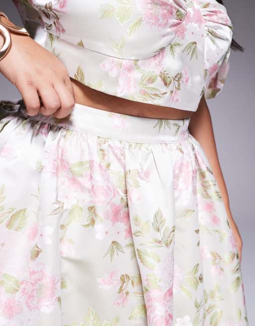 Falda larga con estampado de tulipanes y lazada en la espalda de jacquard de ASOS LUXE Curve (parte de un conjunto), 4 de 5