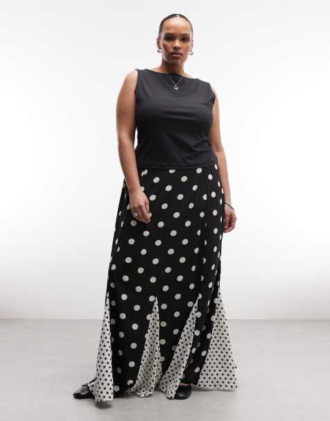 Falda larga con estampado variado y godets de ASOS DESIGN Curve - view 1