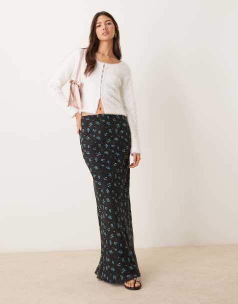 Falda larga de corte al bies con estampado floral de chifón de ASOS DESIGN - view 1