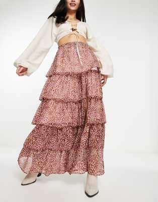 Vestidos máximos de chiffon con falda escalonada estilo off shoulder Caléndula Tallas Grandes main image 0
