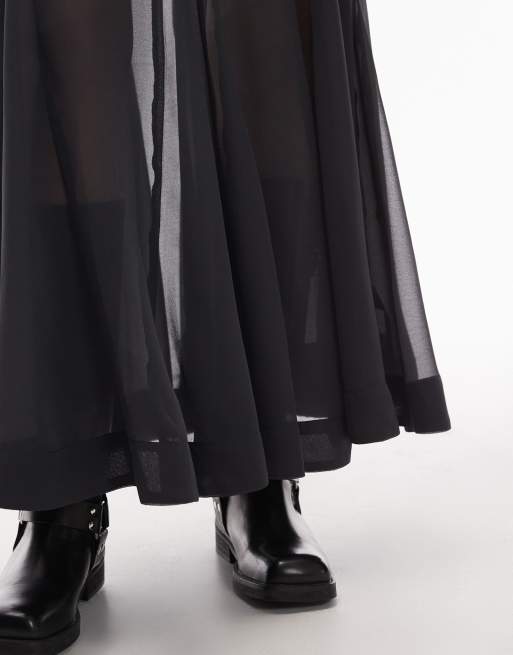 Falda larga gris carbón traslúcida de corte voluminoso con godets de ASOS DESIGN, 5 de 5