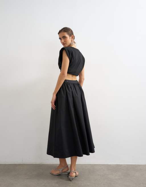 Falda larga negra amplia con cintura baja de Topshop, 3 de 5