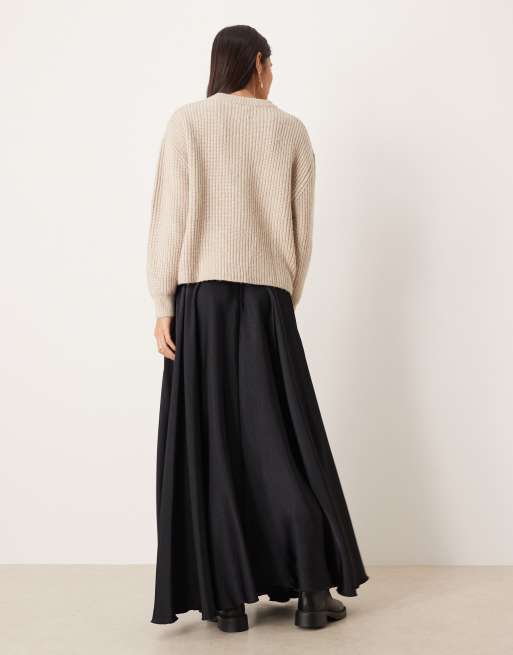 Falda larga negra con abertura lateral Chilco de Free People, 5 de 5