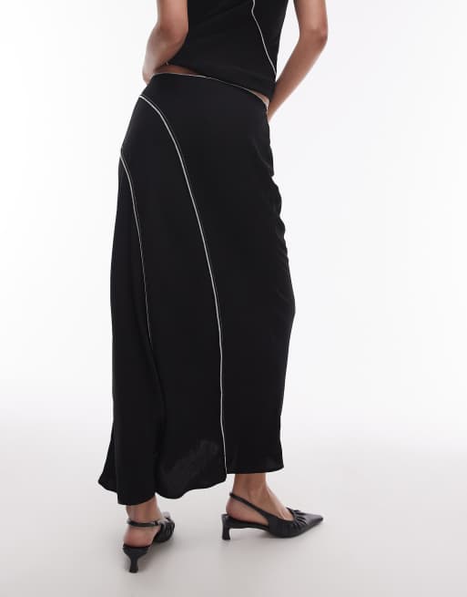 Falda larga negra con bordes sin rematar de Topshop (parte de un conjunto), 4 de 5