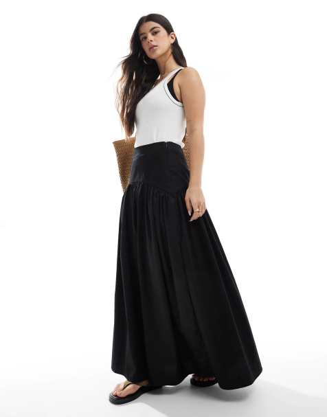 Falda larga negra con cintura baja de ASOS DESIGN - view 1