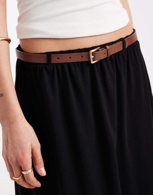 Falda larga negra con cinturón de punto liso de Vero Moda, 5 de 5