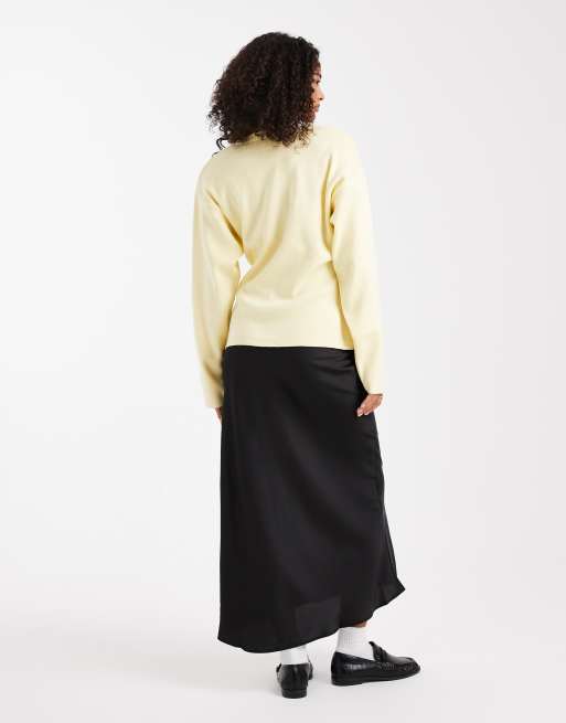 Falda larga negra cortada al bies de satén de ASOS DESIGN, 3 de 5