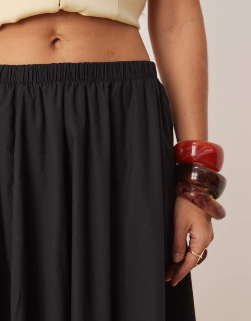 Falda larga negra de corte amplio con cintura elástica de Abercrombie & Fitch, 5 de 5