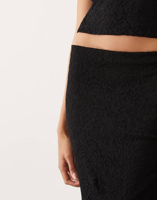 Falda larga negra de corte sirena de encaje de ASOS DESIGN (parte de un conjunto), 5 de 5