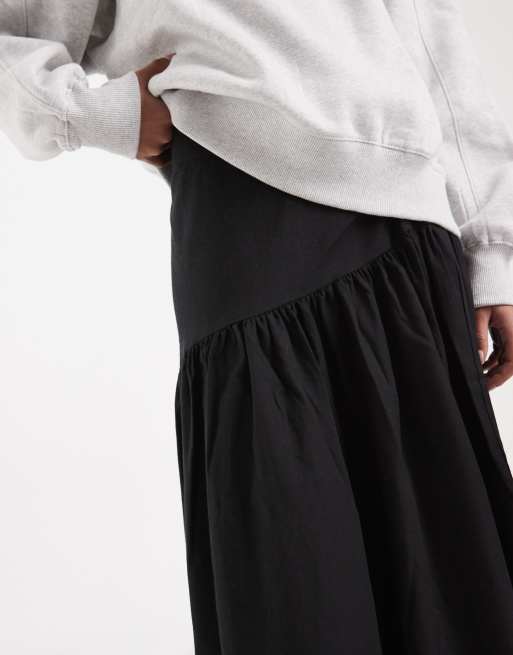 Falda larga negra de estilo bohemio con cintura baja de popelina de Vero Moda, 5 de 5