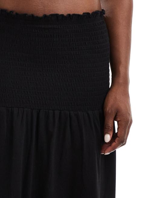 Falda larga negra de talle bajo con cintura fruncida de ASOS DESIGN, 5 de 5