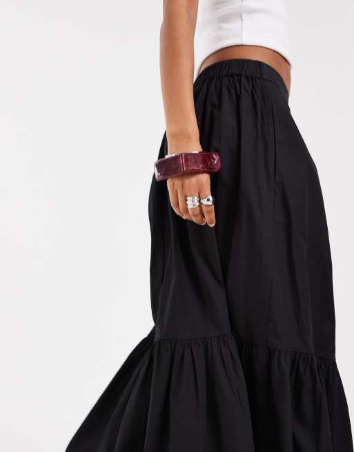 Falda larga negra escalonado de estilo boho de ASOS DESIGN, 5 de 5
