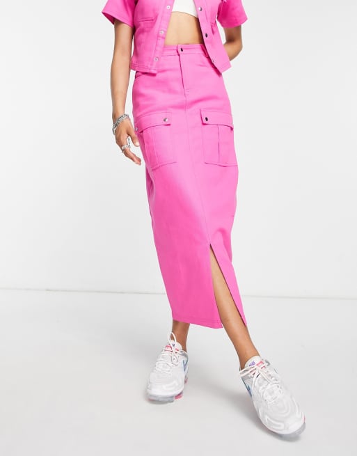 Falda larga rosa utilitaria de | ASOS