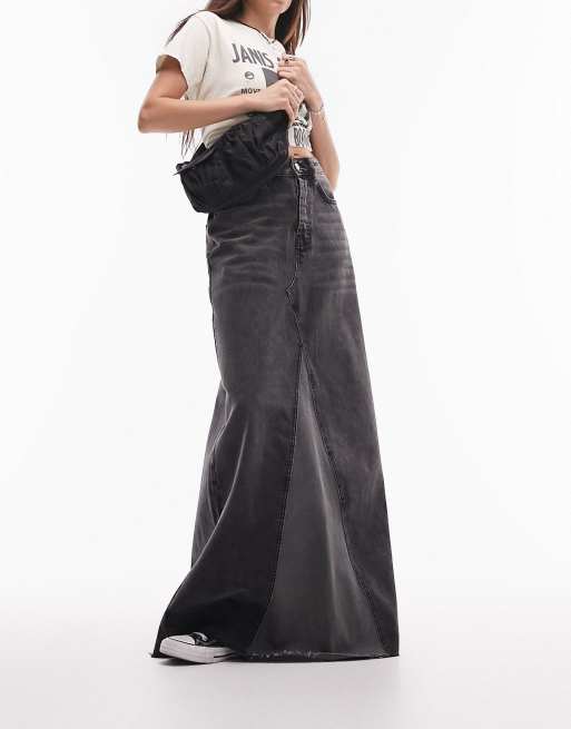 Falda larga vaquera con lavado negro Reworked de Topshop