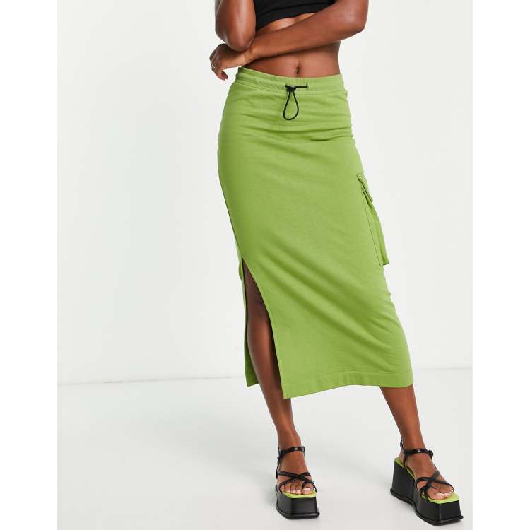 Falda verde bolsillo de punto de COLLUSION |