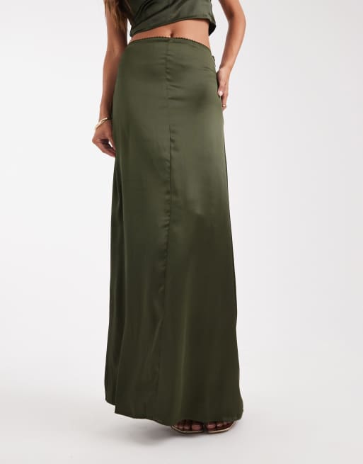 Falda larga verde de satén de ASOS DESIGN (parte de un conjunto), 5 de 5