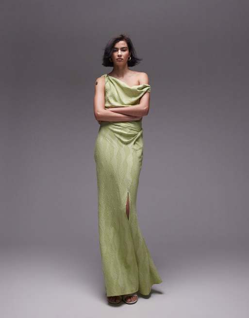 Falda larga verde pistacho con detalle retorcido y diseño de jacquard de Topshop (parte de un conjunto)