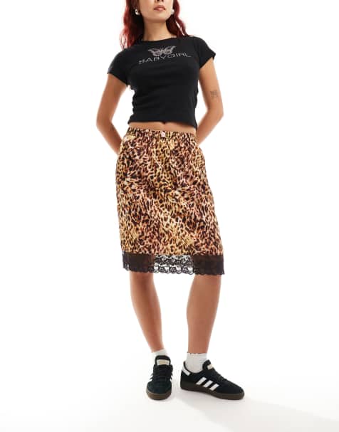 Falda lencera con estampado de leopardo de Reclaimed Vintage - view 1