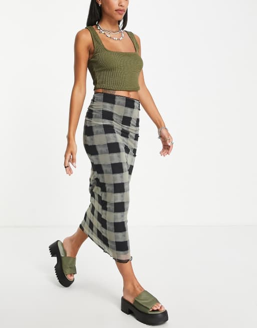 Falda midi a cuadros color carbón sombreados de Topshop, 4 de 4