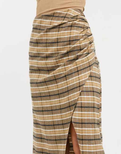 Falda midi a cuadros con diseño cruzado de ASOS DESIGN, 3 de 4