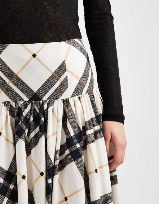 Falda midi a cuadros de corte voluminoso con cintura baja de ASOS DESIGN, 4 de 5