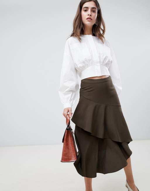 Falda midi asimétrica con diseño escalonado Vermine de Gestuz | ASOS