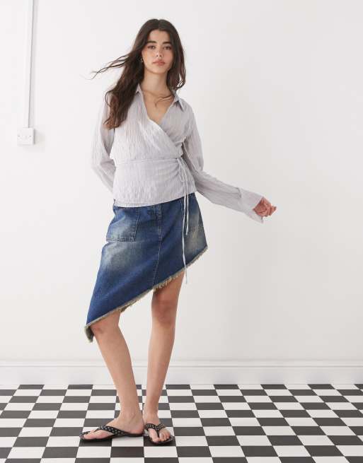 Falda midi asimétrica con lavado vintage de COLLUSION