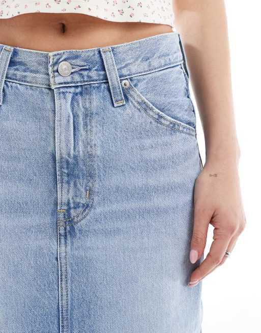 Falda midi azul claro de talle alto con abertura en la parte trasera de Levi's, 5 de 5