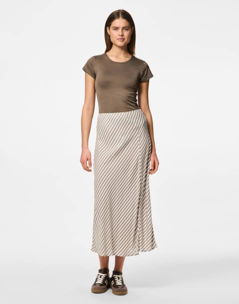 Falda midi beis roca de Pieces - view 1