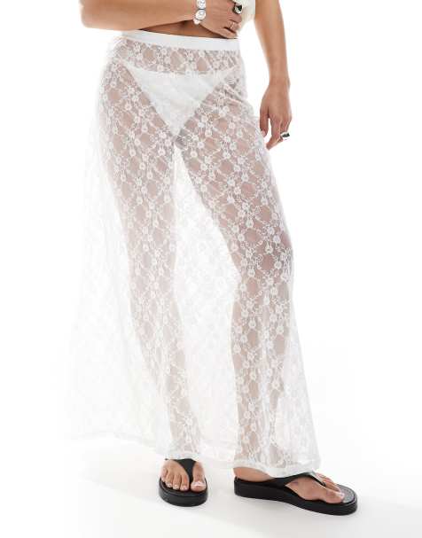 Falda midi blanca de encaje de JJXX - view 1