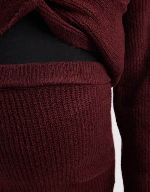 Falda midi burdeos de punto de Mamalicious Maternity (parte de un conjunto), 3 de 5