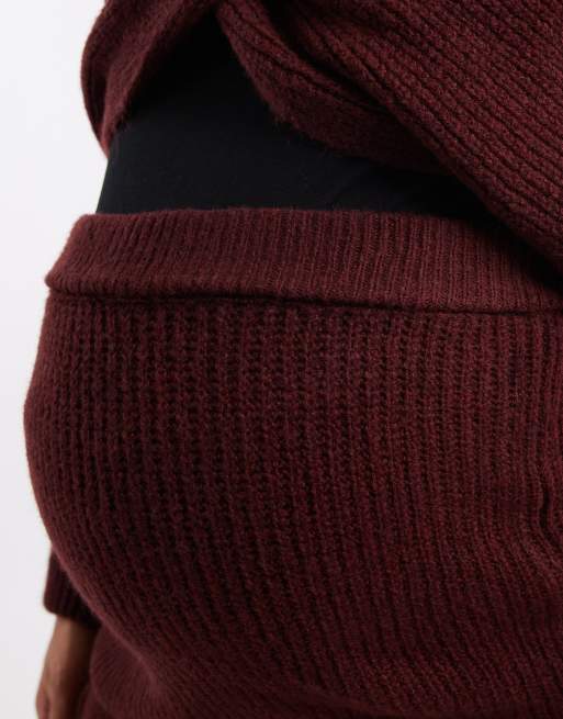 Falda midi burdeos de punto de Mamalicious Maternity (parte de un conjunto), 4 de 5