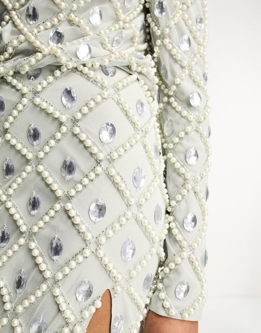 Falda midi plateada con diseño de lentejuelas cuadradas de ASOS DESIGN